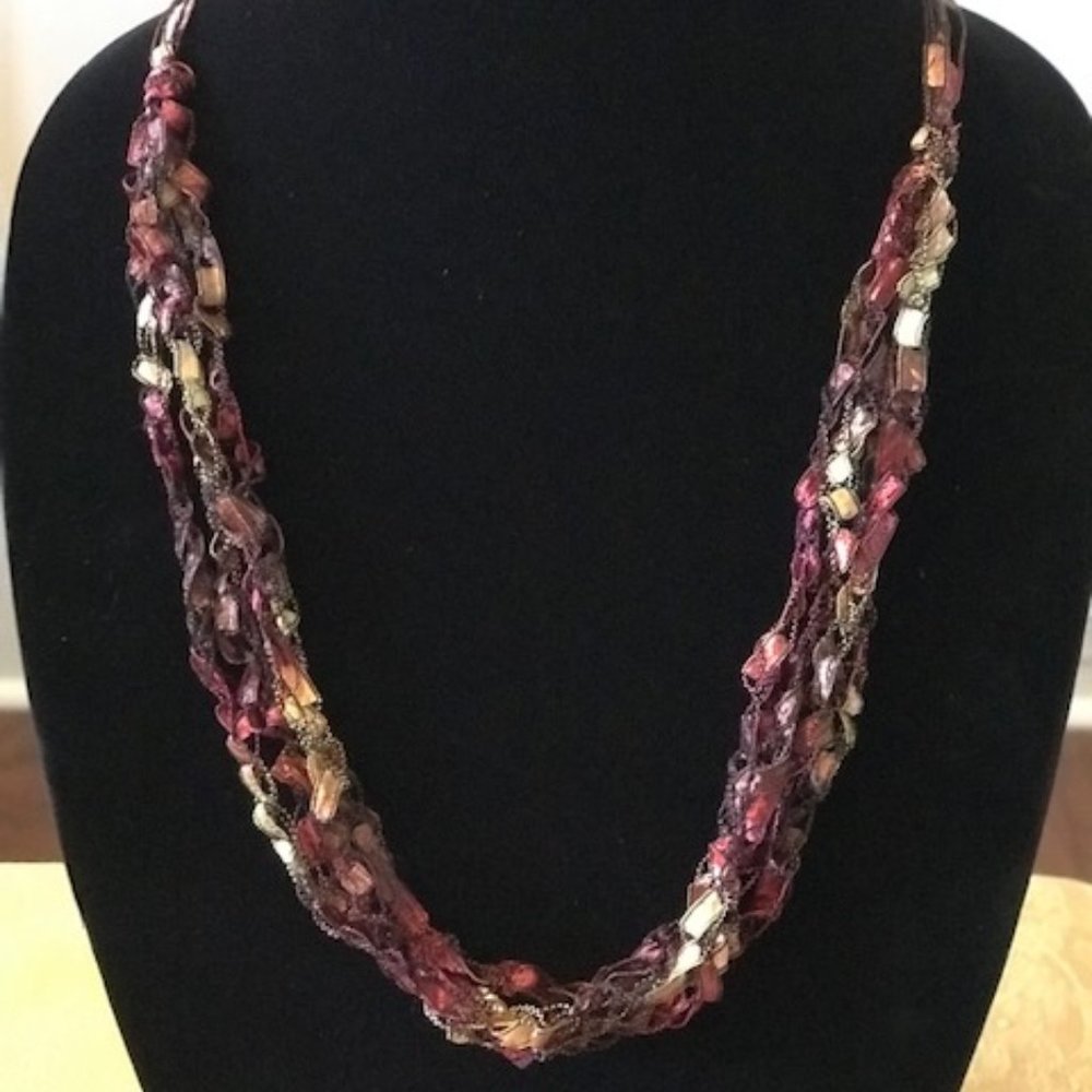 New Adjustable Ladder Ribbon Necklace - Truffle Browns